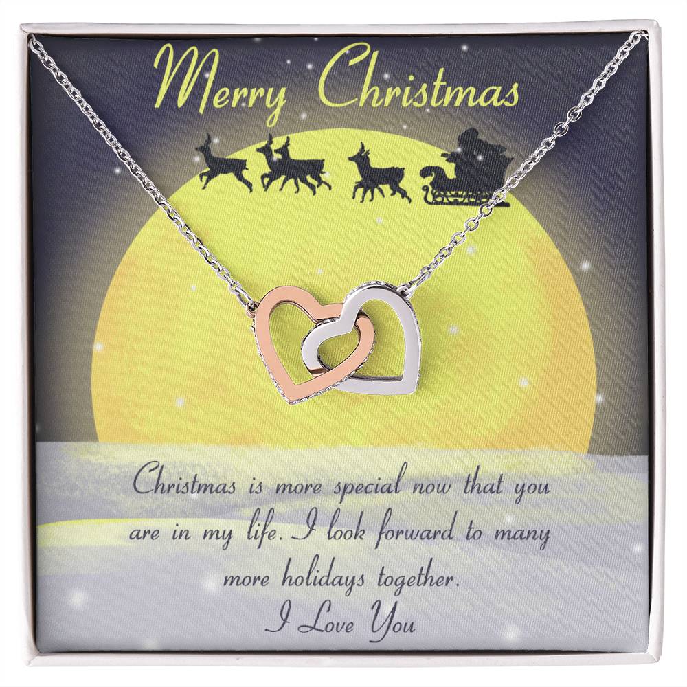 CARDWELRYJewelryChristmas Gift - Merry Christmas to Special Someone, I Love You, - Interlocking Hearts Necklace