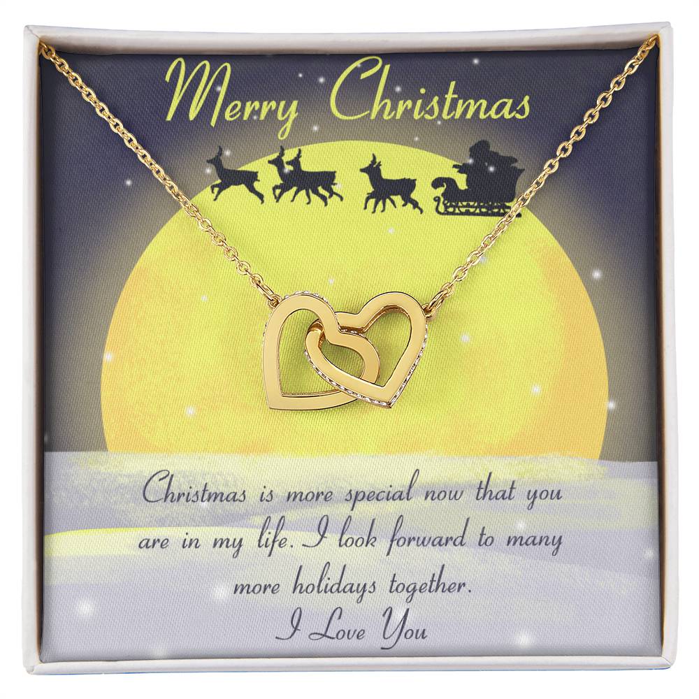 CARDWELRYJewelryChristmas Gift - Merry Christmas to Special Someone, I Love You, - Interlocking Hearts Necklace