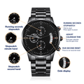 CardWelry Dad Engraved Design Black Chronograph Watch Watches