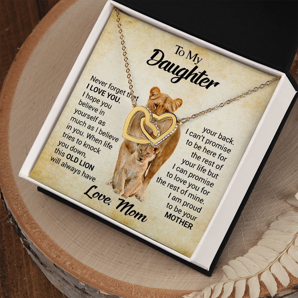 CardWelry Daughter Gift from Mom, Personalized Message Card, To My Daughter Necklace Gift From Mom Jewelry 18K Yellow Gold Finish Standard Box