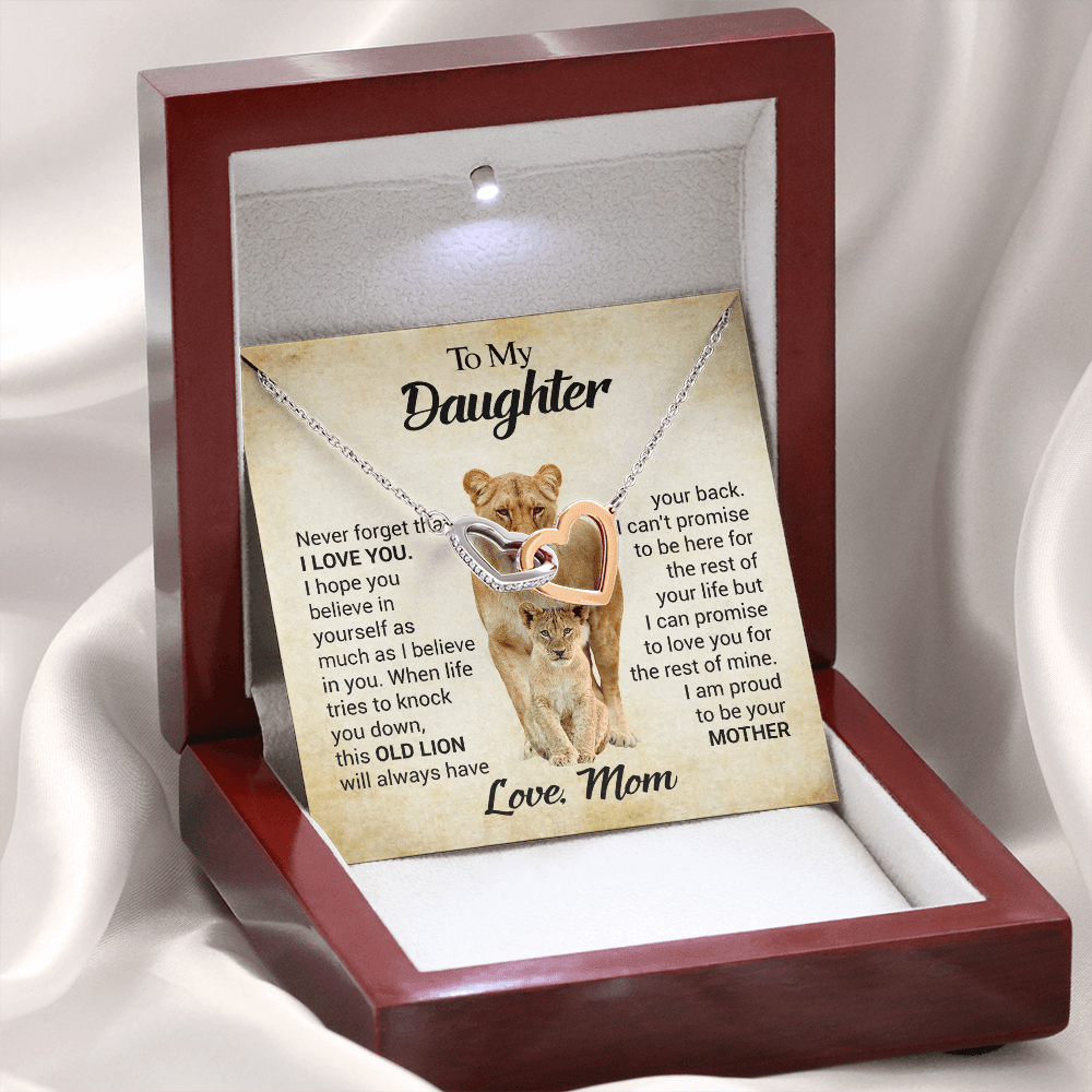 CardWelry Daughter Gift from Mom, Personalized Message Card, To My Daughter Necklace Gift From Mom Jewelry Luxury Box