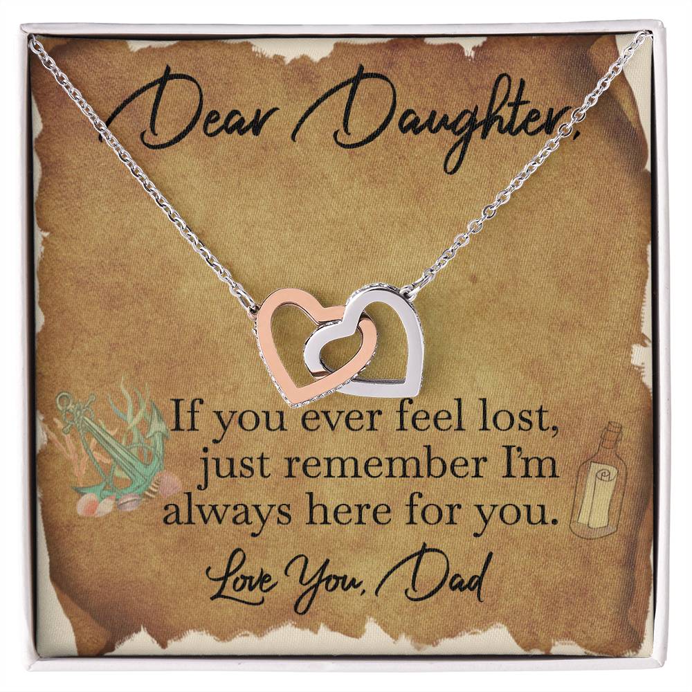 CARDWELRYJewelryDear Daughter, If you ever feel lost, Love you, Dad - Interlocking Hearts Necklace