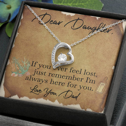 CARDWELRYJewelryDear Daughter, If you ever feel lost, Love you, Dad White Gold Forever Love Necklace