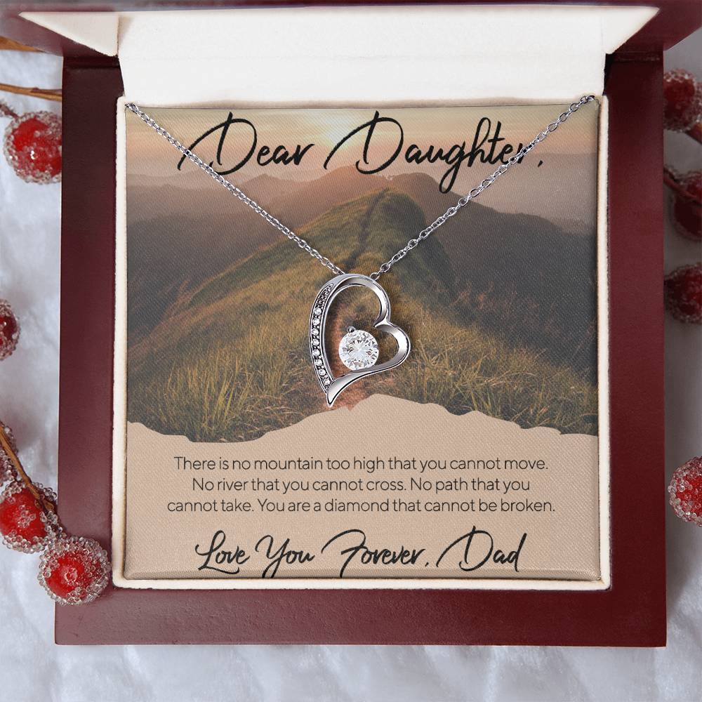 CARDWELRYJewelryDear Daughter, There is no mountain too high... from Dad White Gold Forever Love Necklace