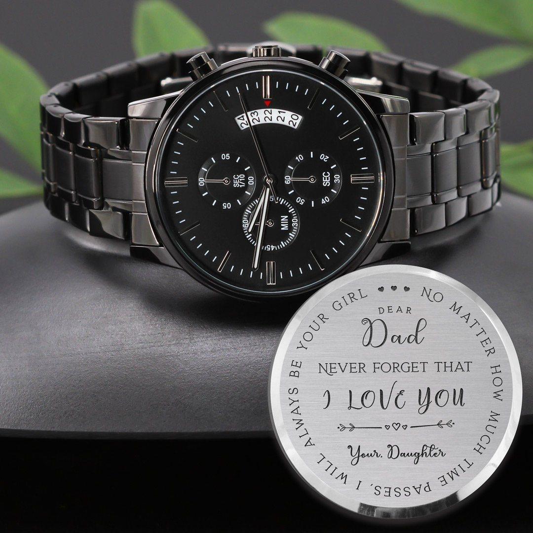 CardWelry Engraved Chronograph Multifunctional Watch Gifts for Dad from Daughter Personalized Gifts Idea Jewelry
