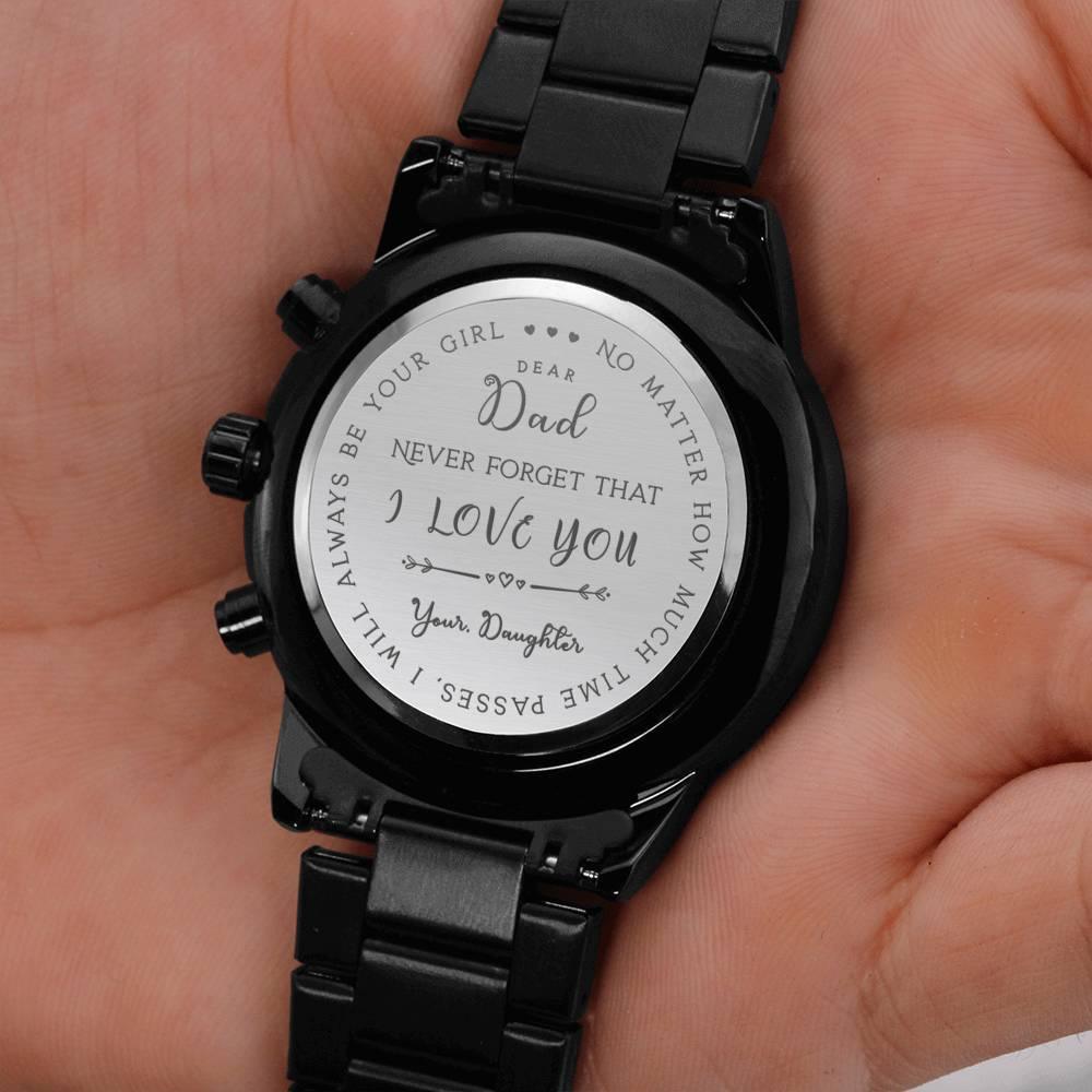 CardWelry Engraved Chronograph Multifunctional Watch Gifts for Dad from Daughter Personalized Gifts Idea Jewelry