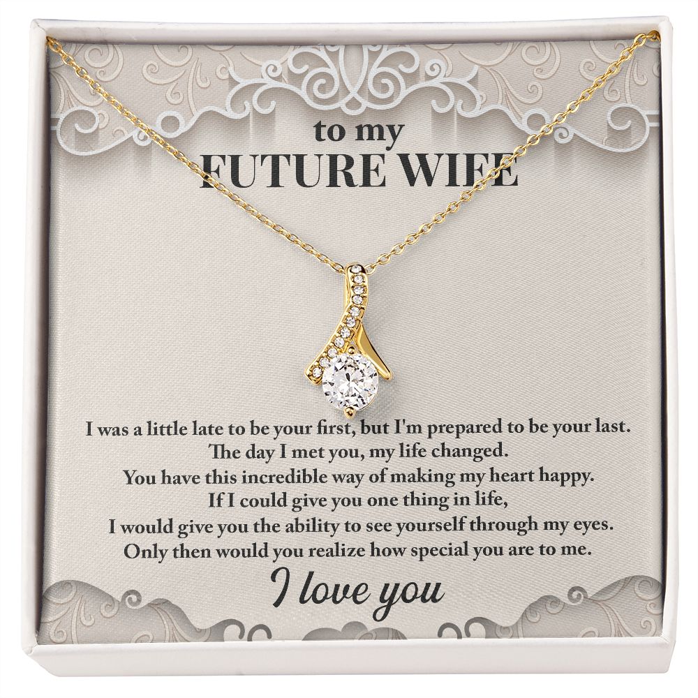 CardWelry Future Wife Gift, Gift for Fiancé, Necklace Gift For Future Wife, Wife To Be Gift Jewelry 18K Yellow Gold Finish Standard Box