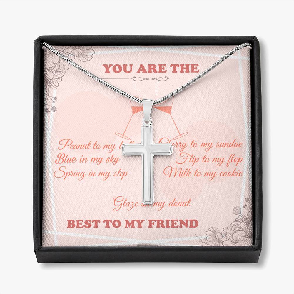 CardWelry Gift for Best Friend Personalized Cross Necklace, You are the best to my friend, personalized on the back with a name Jewelry
