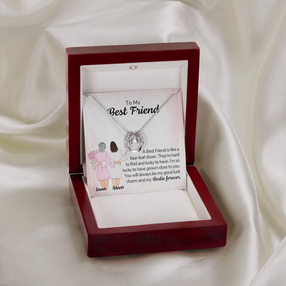 CardWelry Gift for Best Friend, To My Best Friend Good Luck Charm Bestie Forever Cardwelry Necklace Customizer