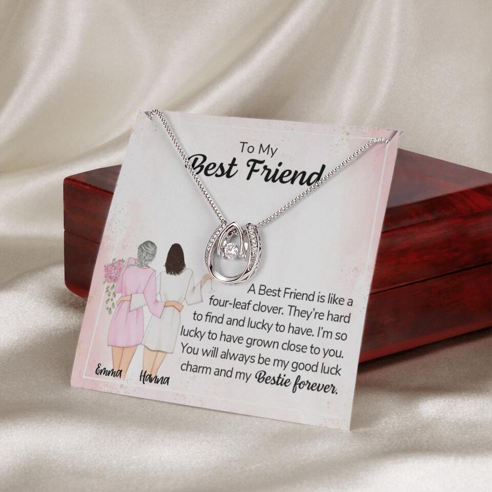 CardWelry Gift for Best Friend, To My Best Friend Good Luck Charm Bestie Forever Cardwelry Necklace Customizer