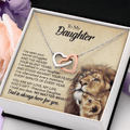 CardWelry Gift for Daughter form Dad, To My Precious Daughter Interlocking Heart Necklace Jewelry Polished Stainless Steel & Rose Gold Finish Standard Box
