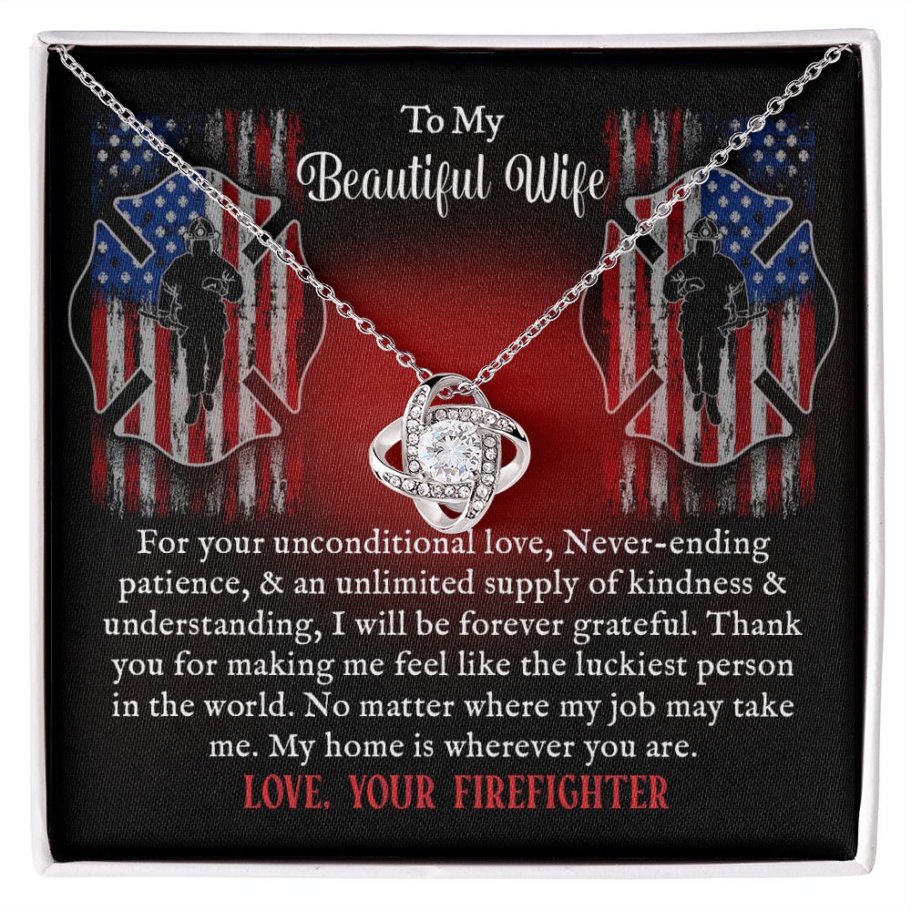 CardWelry Gift For Firefighter Wife Love Necklace Gift, Romantic Sentimental gift from Firefighter Husband Jewelry 14K White Gold Finish Standard Box