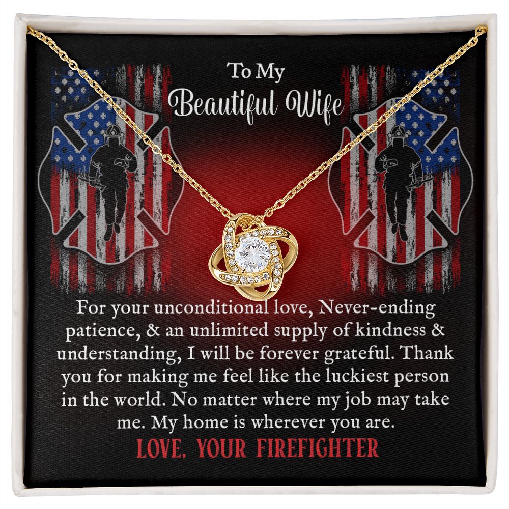 CardWelry Gift For Firefighter Wife Love Necklace Gift, Romantic Sentimental gift from Firefighter Husband Jewelry 18K Yellow Gold Finish Standard Box