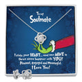 CardWelry Gift For Soulmate, The Grinch Funny Soulmate Card Love Knot Pendant Necklace Gift Jewelry Two Tone Box