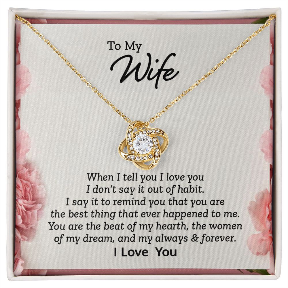 CardWelry Gift for Wife, When I tell you I love you Cardwelry Love Knot Necklace Jewelry 18K Yellow Gold Finish Standard Box