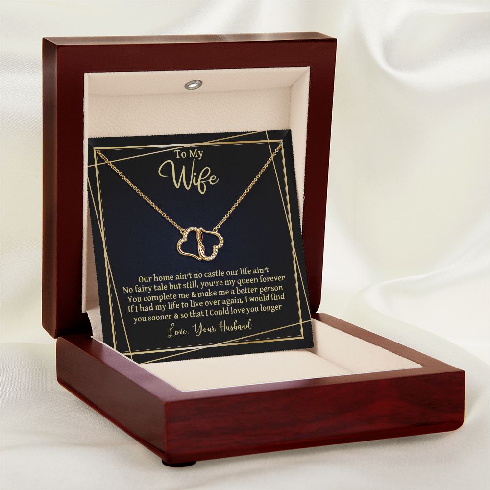 CardWelry Gift to Wife Everlasting Love Necklace Gift, Our Home Ain't No Castle Sentimental Gift to Wife from Husband Jewelry