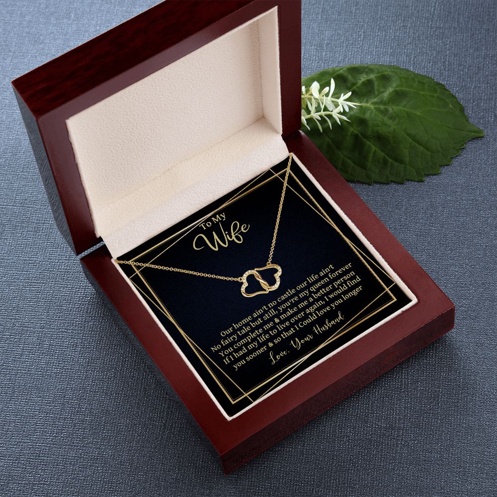 CardWelry Gift to Wife Everlasting Love Necklace Gift, Our Home Ain't No Castle Sentimental Gift to Wife from Husband Jewelry