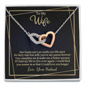 CardWelry Gift to Wife Interlocking Heart Necklace Gift, Our Home Ain't No Castle Sentimental Gift to Wife from Husband, Necklace for Wife Birthday Jewelry Polished Stainless Steel & Rose Gold Finish Standard Box