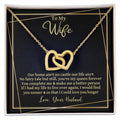 CardWelry Gift to Wife Interlocking Heart Necklace Gift, Our Home Ain't No Castle Sentimental Gift to Wife from Husband, Necklace for Wife Birthday Jewelry 18K Yellow Gold Finish Standard Box
