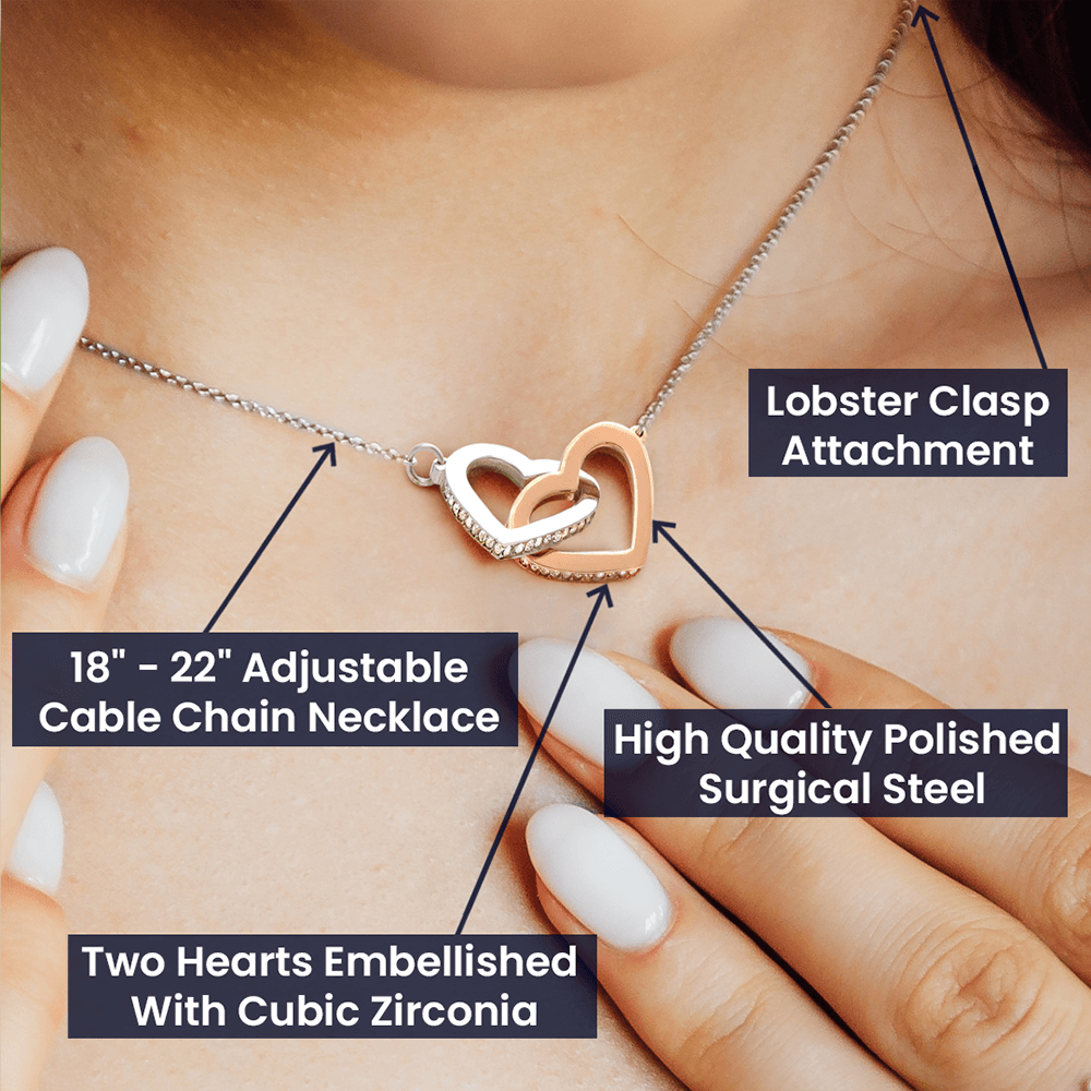 CardWelry Gift to Wife Interlocking Heart Necklace Gift, Our Home Ain't No Castle Sentimental Gift to Wife from Husband, Necklace for Wife Birthday Jewelry
