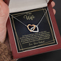 CardWelry Gift to Wife Interlocking Heart Necklace Gift, Our Home Ain't No Castle Sentimental Gift to Wife from Husband, Necklace for Wife Birthday Jewelry Polished Stainless Steel & Rose Gold Finish Luxury Box