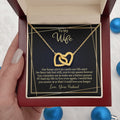 CardWelry Gift to Wife Interlocking Heart Necklace Gift, Our Home Ain't No Castle Sentimental Gift to Wife from Husband, Necklace for Wife Birthday Jewelry 18K Yellow Gold Finish Luxury Box