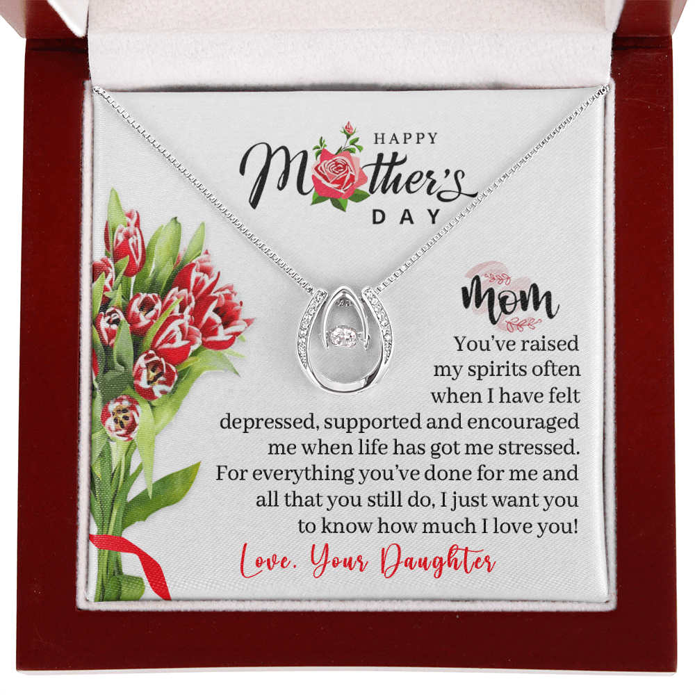 CardWelry Happy Mother's Day Mom from Daughter Message Card Necklace for Mom on Mothers Day Jewelry