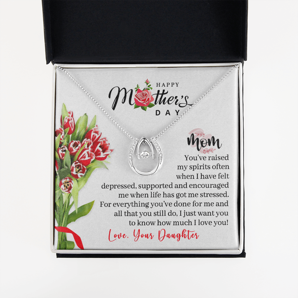 CardWelry Happy Mother's Day Mom from Daughter Message Card Necklace for Mom on Mothers Day Jewelry