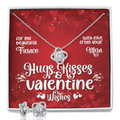 CardWelry Hugs & Kisses Valentines Wishes Gifts To Faience, Gorgeous Earing and Necklace Gift Set To Fiancée Jewelry