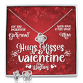 CardWelry Hugs & Kisses Valentines Wishes Gifts To Girlfriend, Gorgeous Earing and Necklace Gift Set To Girlfriend Jewelry