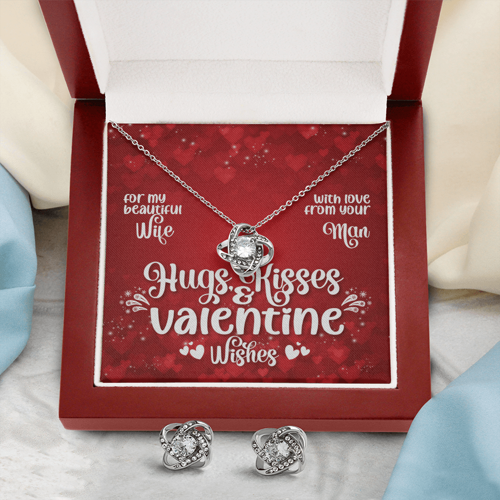 CardWelry Hugs & Kisses Valentines Wishes Gifts To Wife, Gorgeous Earing and Necklace Gift Set To Wife from Husband Jewelry