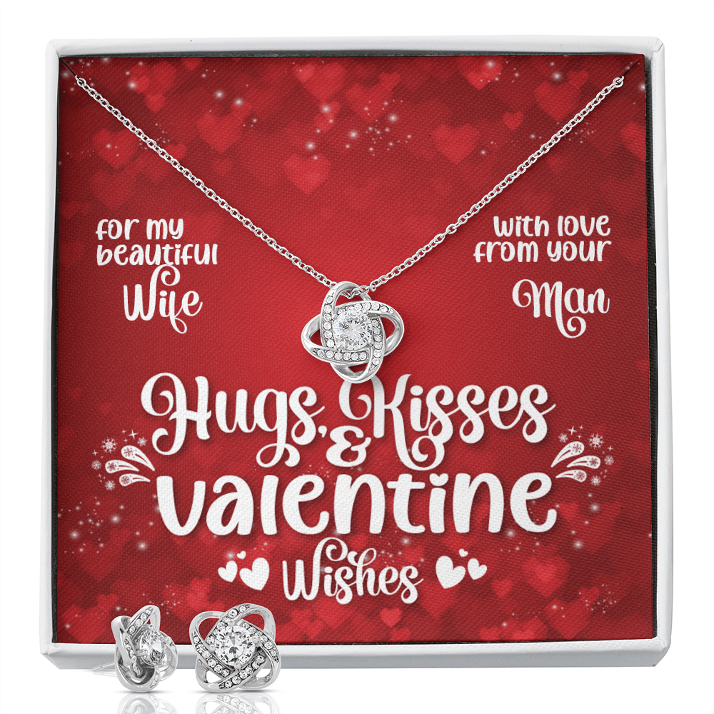 CardWelry Hugs & Kisses Valentines Wishes Gifts To Wife, Gorgeous Earing and Necklace Gift Set To Wife from Husband Jewelry