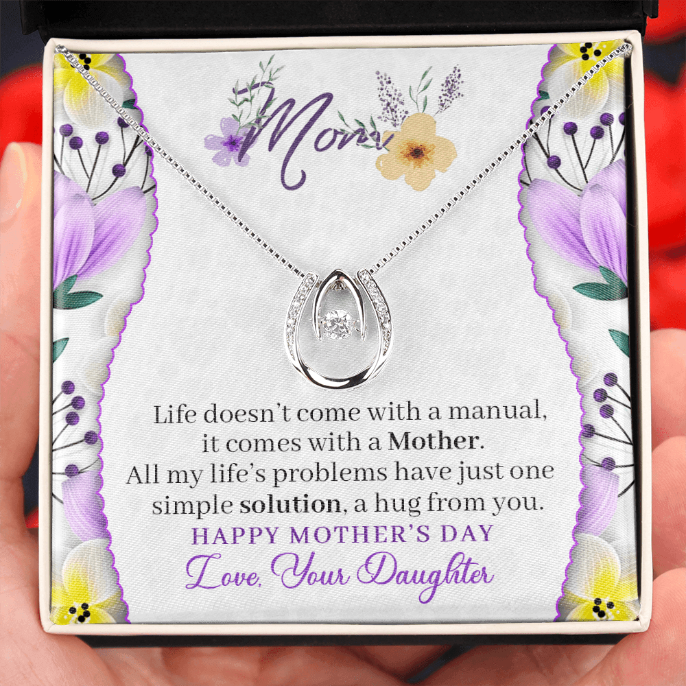 CardWelry Mom Happy Mother's Day Love, your Daughter Message Card Necklace for Mom from Daughter on Mothers Day Jewelry Standard Box