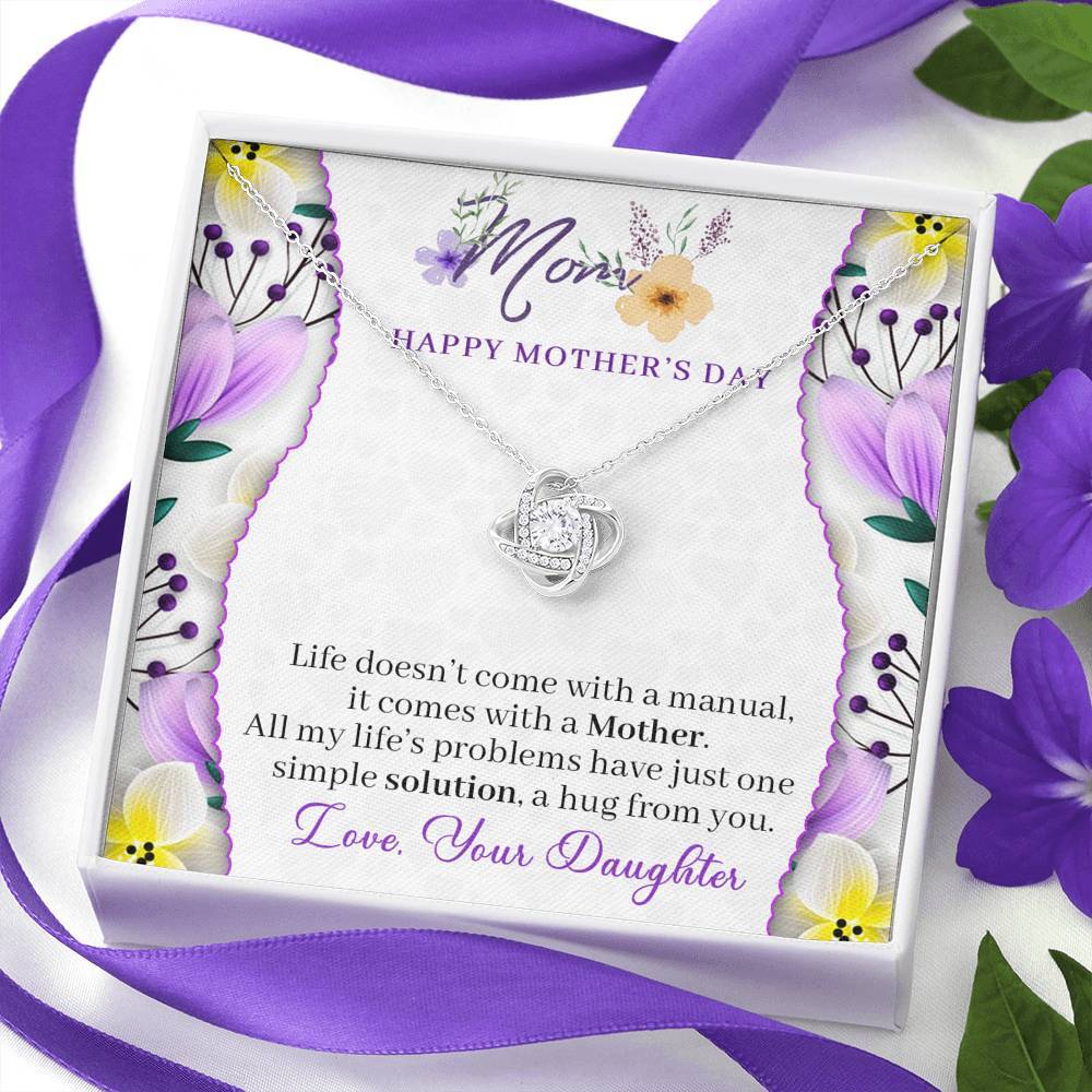 CardWelry Mom Happy Mother's Day Message Cards Gift -Trending Love Knots Necklace (6mm round cut cubic zirconia stone) Jewelry
