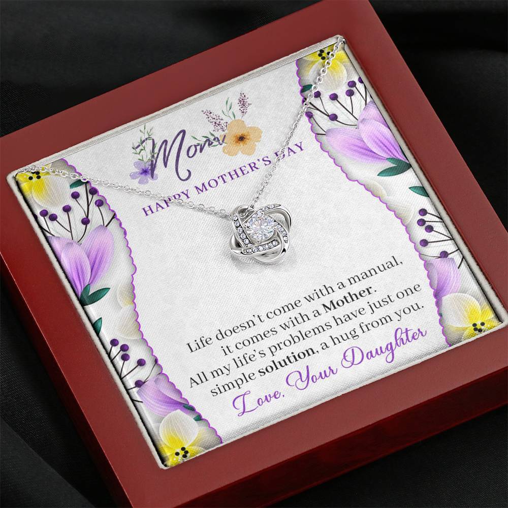 CardWelry Mom Happy Mother's Day Message Cards Gift -Trending Love Knots Necklace (6mm round cut cubic zirconia stone) Jewelry