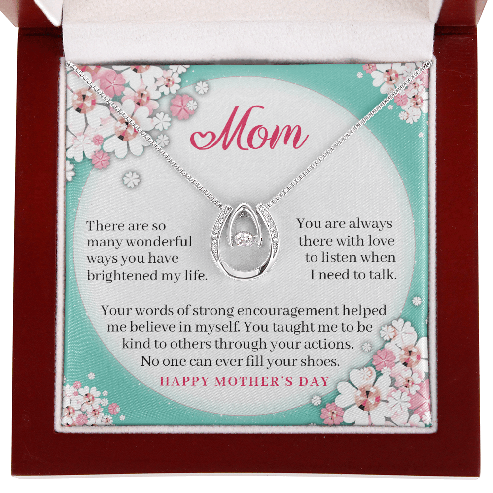 CardWelry Mom Happy Mother's Day, No one can ever fill you shoes - Mothers Day Message Card Necklace for Mom on Jewelry
