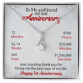 CardWelry Necklace To My Girlfriend on our Anniversary, Alluring Beauty Necklace 1 Year Anniversary Gift from Boyfriend Jewelry Two Toned Box