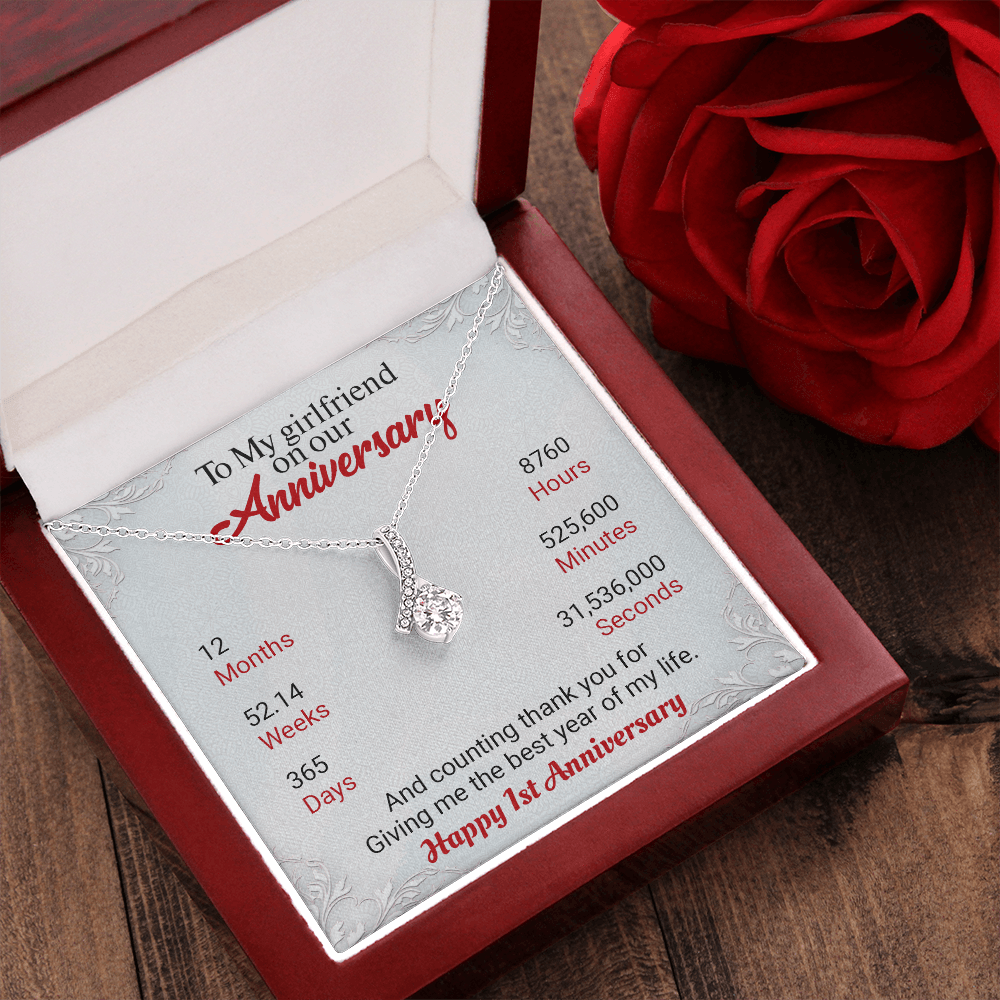 CardWelry Necklace To My Girlfriend on our Anniversary, Alluring Beauty Necklace 1 Year Anniversary Gift from Boyfriend Jewelry