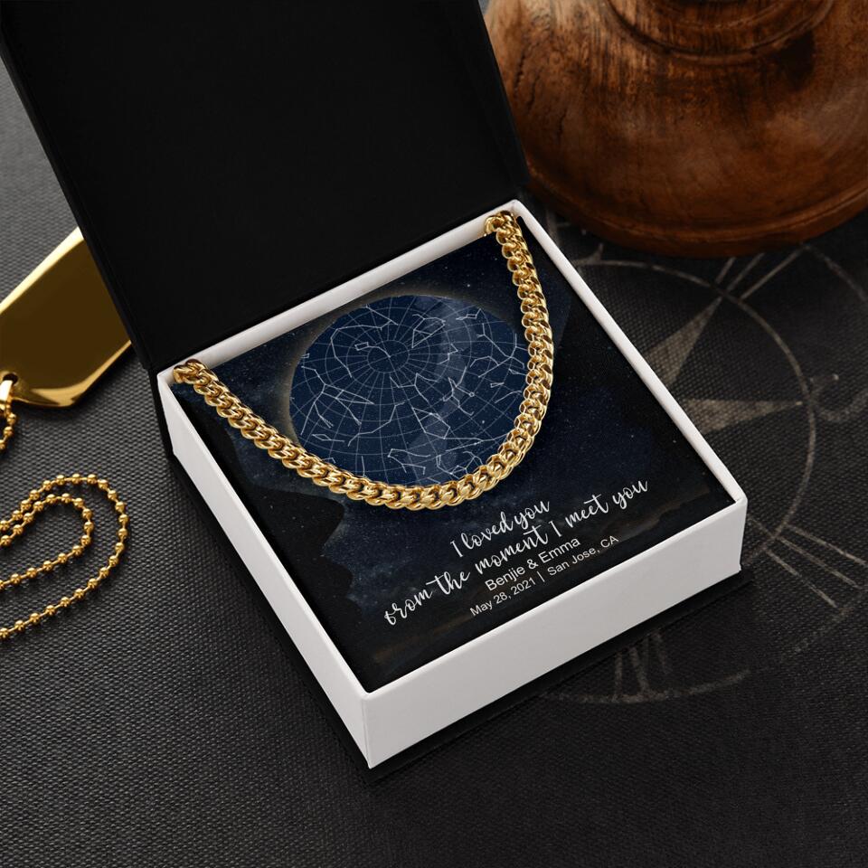 CardWelry Personalized Anniversary Gift for Him, It was written in the star , Star Map Cuban Link Necklace Customizer