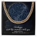CardWelry Personalized Anniversary Gift for Him, It was written in the star , Star Map Cuban Link Necklace Customizer Gold Finish w/Two Toned Box