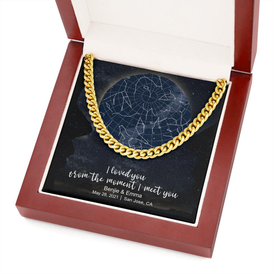 CardWelry Personalized Anniversary Gift for Him, It was written in the star , Star Map Cuban Link Necklace Customizer