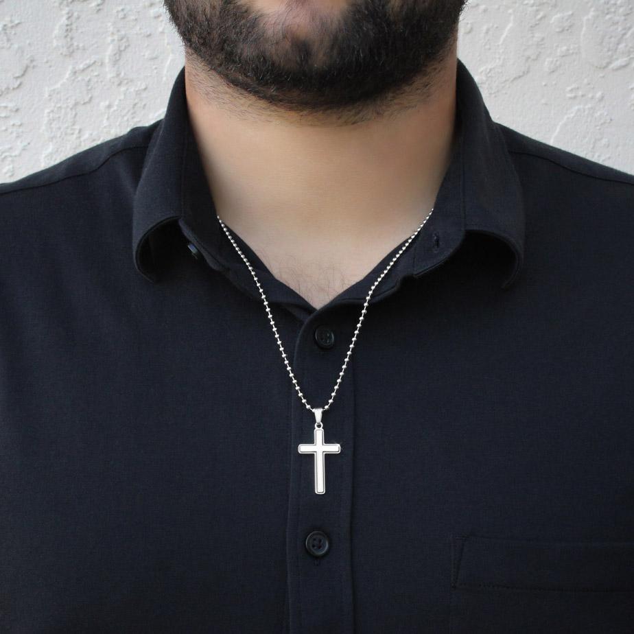 CardWelry Personalized Gift for Son Stainless Cross Necklace, Today My Son I am Proud of you, Love Mom Message Card Jewelry