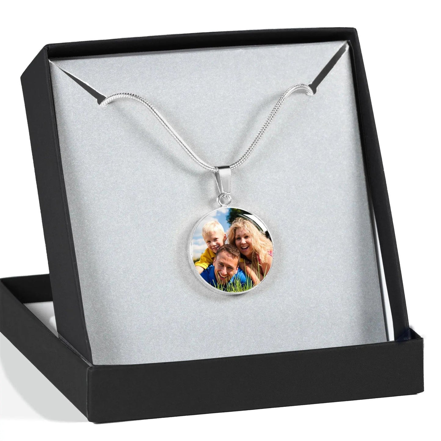 CardWelry Personalized Photo Necklace, Custom Photo Pendant Memory Necklace with Picture, Customized Picture Necklace For Her, Women Necklace Gifts Jewelry Luxury Necklace (Silver) No