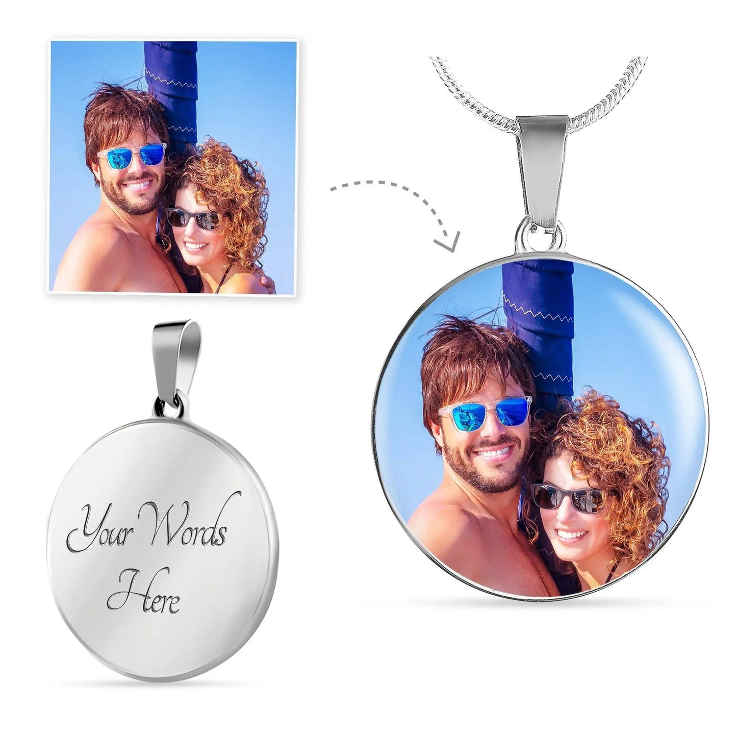 CardWelry Personalized Photo Necklace, Custom Photo Pendant Memory Necklace with Picture, Customized Picture Necklace For Her, Women Necklace Gifts Jewelry