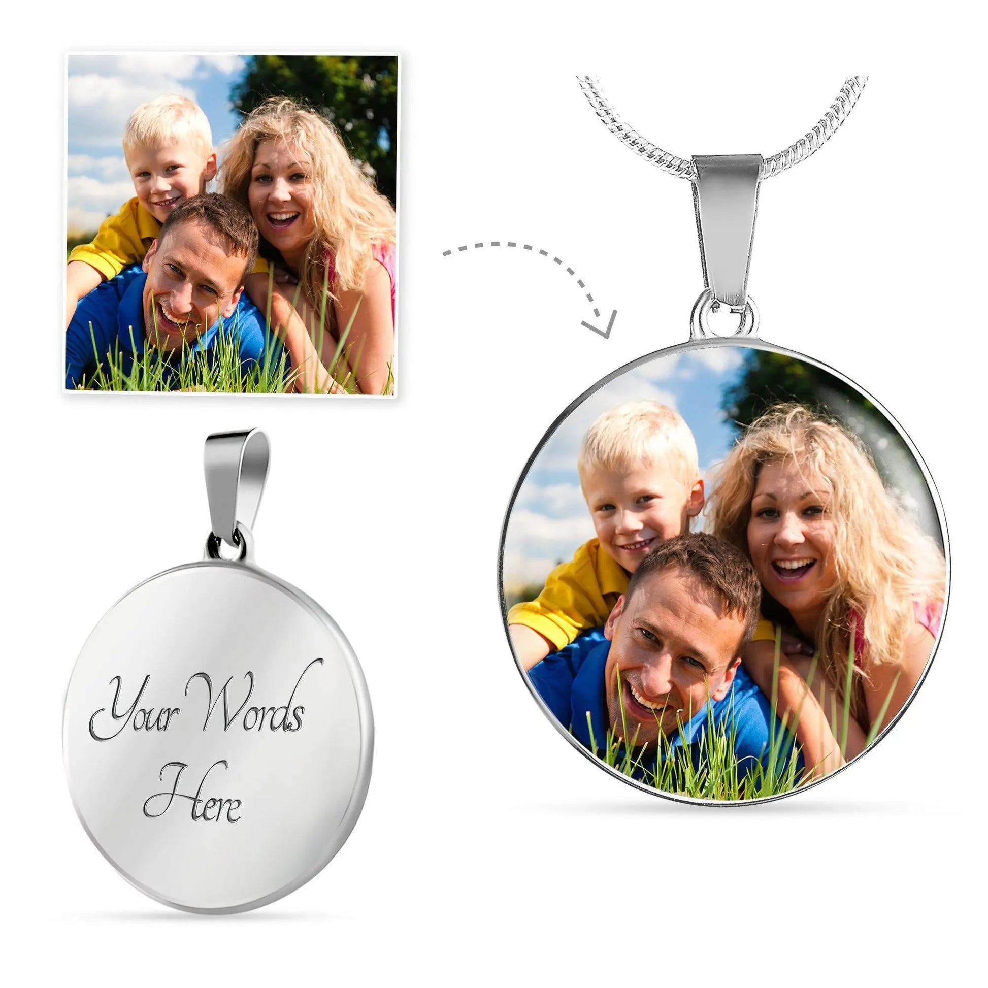 CardWelry Personalized Photo Necklace, Custom Photo Pendant Memory Necklace with Picture, Customized Picture Necklace For Her, Women Necklace Gifts Jewelry Luxury Necklace (Silver) Yes