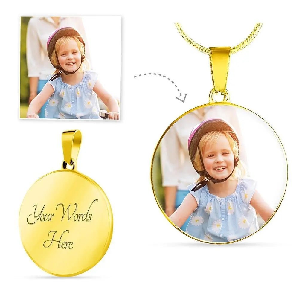 CardWelry Personalized Photo Necklace, Custom Photo Pendant Memory Necklace with Picture, Customized Picture Necklace For Her, Women Necklace Gifts Jewelry Luxury Necklace (Gold) Yes