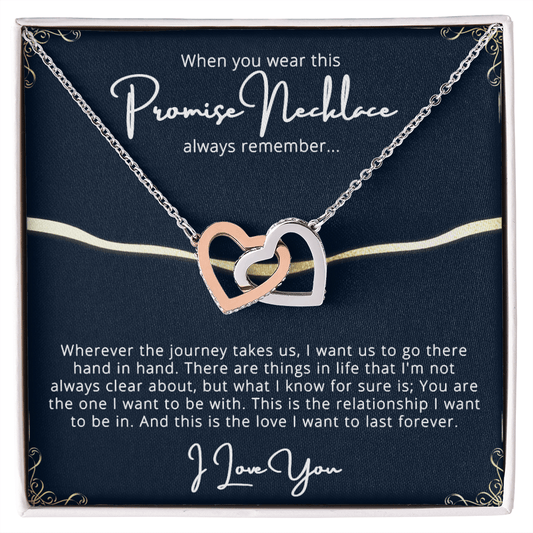 CardWelry Promise Necklace for Couples, Promise Necklace Gift for Her, Engagement Gift Jewelry Polished Stainless Steel & Rose Gold Finish Standard Box