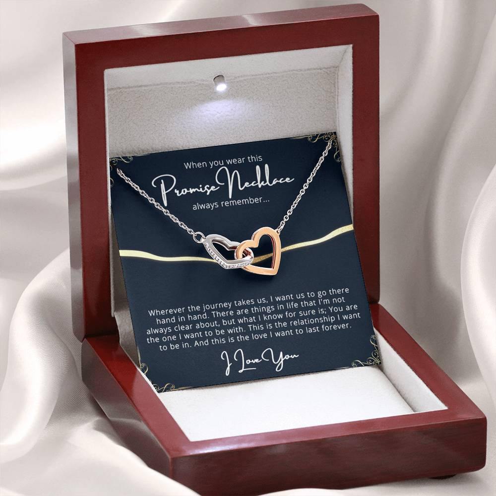 CardWelry Promise Necklace for Girlfriend from Boyfriend, For Couples, Promise Necklace for Her Jewelry Mahogany Style Luxury Box