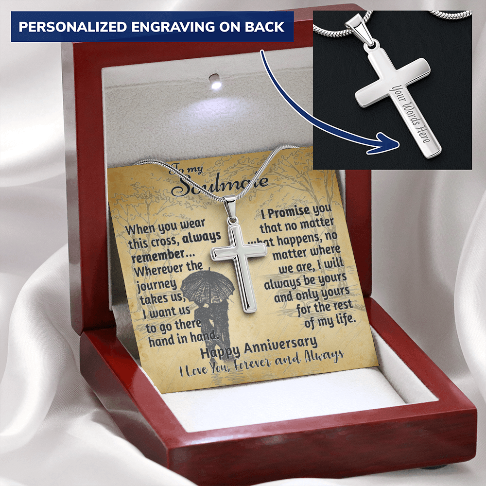 CardWelry Promise Necklace for Him, Anniversary Gift for Girlfriend Promise Gift For Her, Promise Jewelry, Girlfriend Necklace, Sentimental Gift Jewelry Mahogany Style Luxury Box (w/LED)