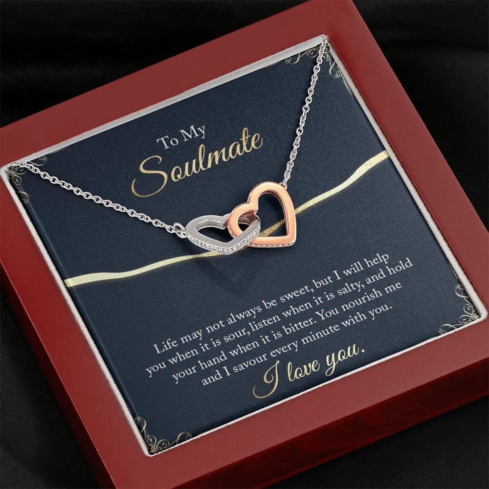 CardWelry Soulmate Necklace Gift For Her, To My Soulmate Necklace, Love Necklace Gifts Jewelry Mahogany Style Luxury Box